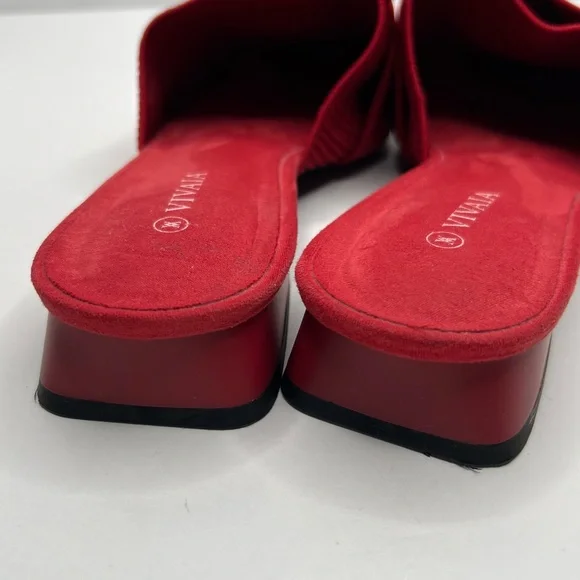 Vivaia Yaffa Ruby Red Pointed Toe Knot Mule Sandals Size EU 40, US 9 - Picture 9 of 15